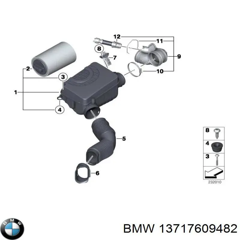 Корпус повітряного фільтра BMW 13717609482 ціна, від 173.32 USD