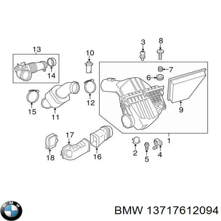 Патрубок повітряний, вихід повітряного фільтра на BMW 5 (F10)