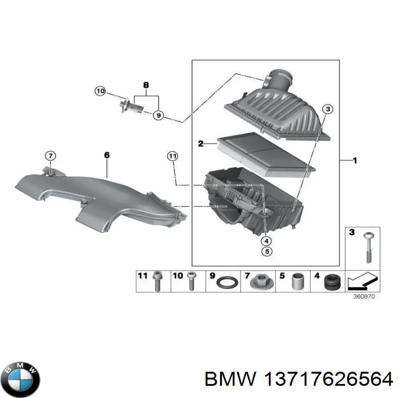 13717626564 BMW патрубок повітряний, вхід повітряного фільтра