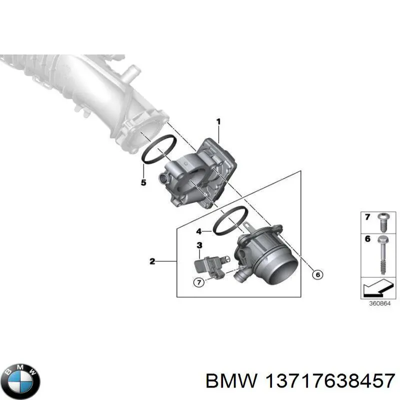Патрубок повітряний, дросельної заслінки BMW 13717638457 ціна, від 62.08 USD