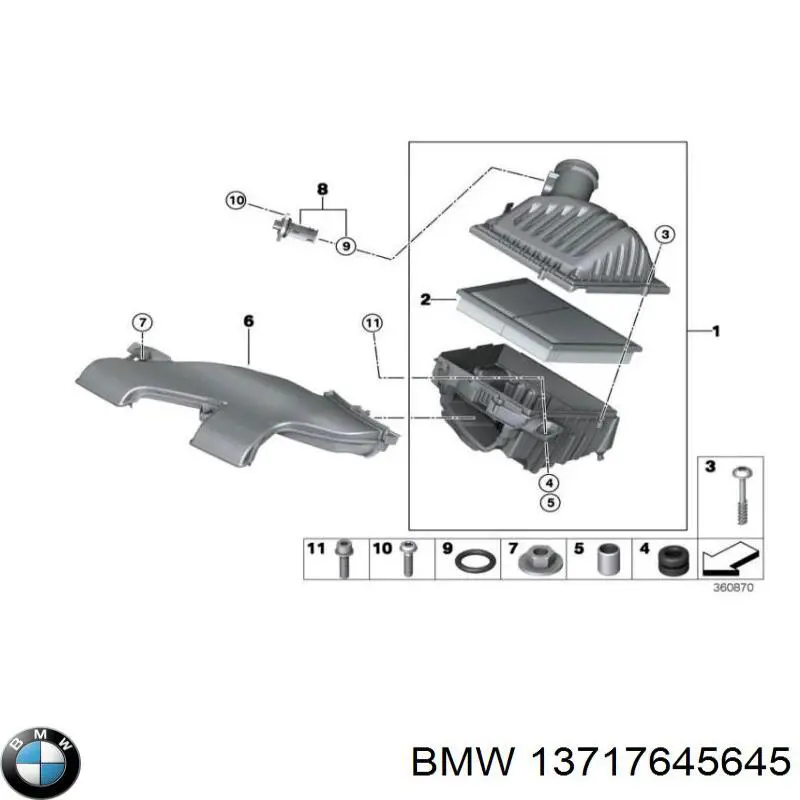 Патрубок повітряний, вхід повітряного фільтра на BMW 1 (F40)