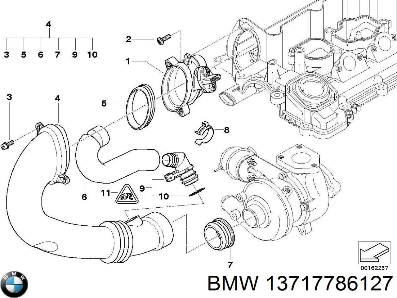 Головний патрубок витратоміра повітря (черепаха) BMW 13717786127 ціна, від 12.32 USD