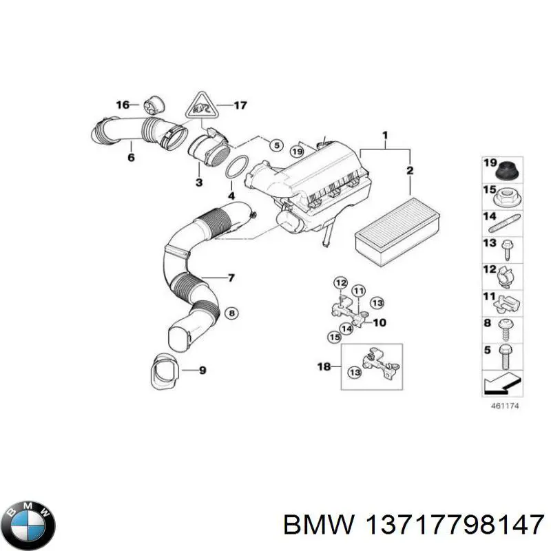 13717798147 BMW патрубок повітряний, вихід повітряного фільтра
