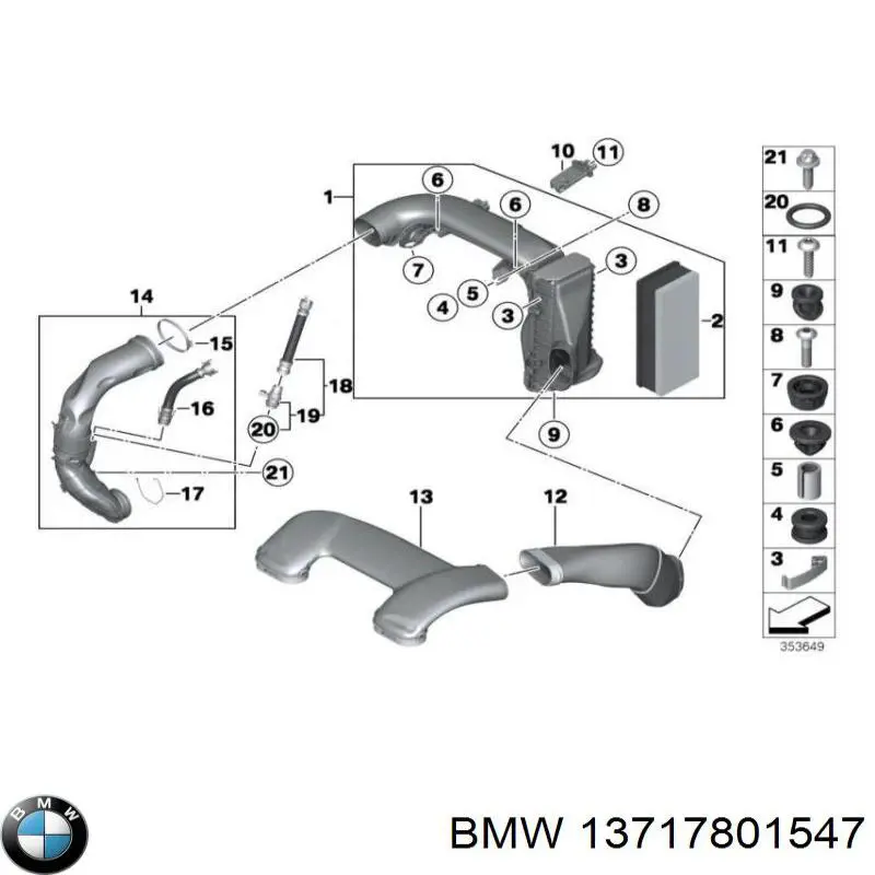 Головний патрубок витратоміра повітря (черепаха) BMW 13717801547 ціна, від 19.00 USD