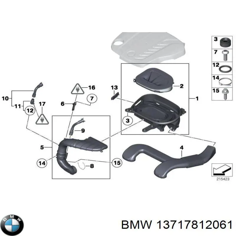 13717812061 BMW Патрубок повітряний, вихід повітряного фільтра