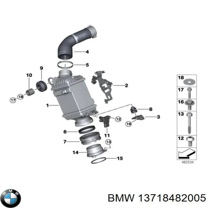 Шланг/патрубок интеркуллера BMW 13718482005 ціна, від 152.02 USD