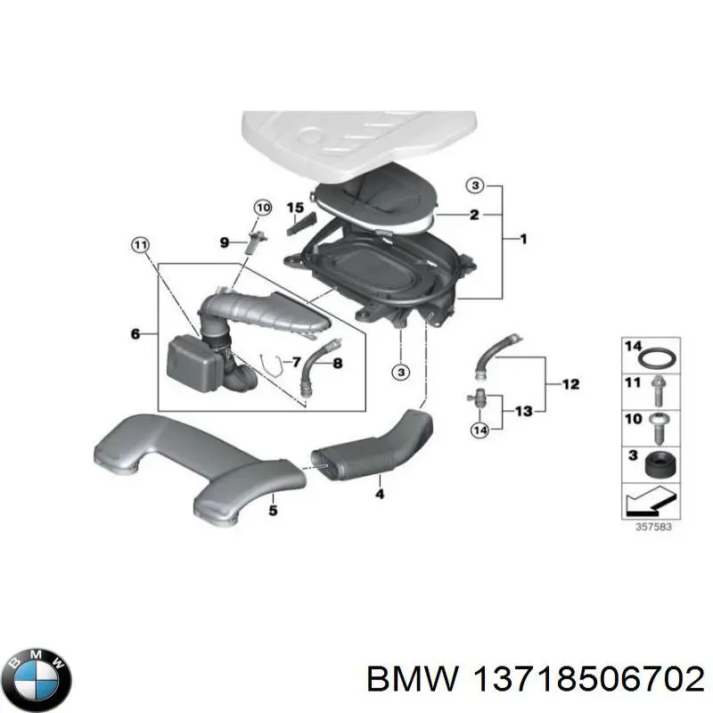 Головний патрубок витратоміра повітря (черепаха) BMW 13718506702 ціна, від 158.41 USD