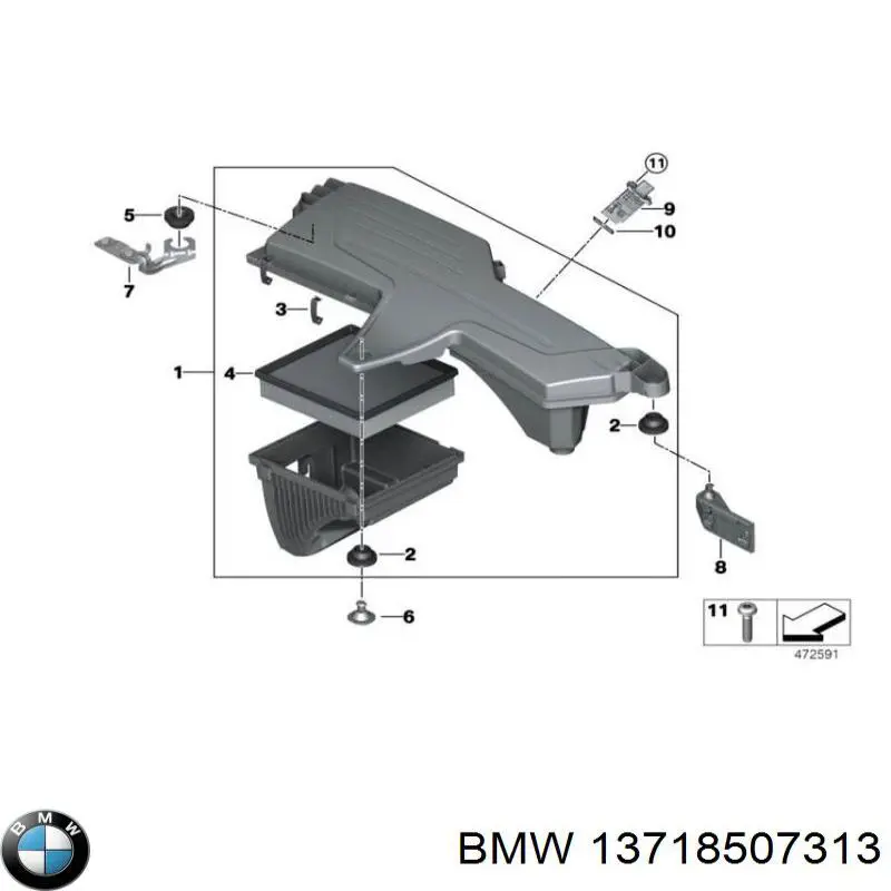 Корпус повітряного фільтра BMW 13718507313 ціна, від 370.20 USD