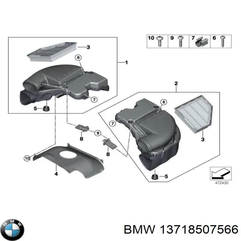 Корпус повітряного фільтра BMW 13718507566 ціна, від 53.55 USD