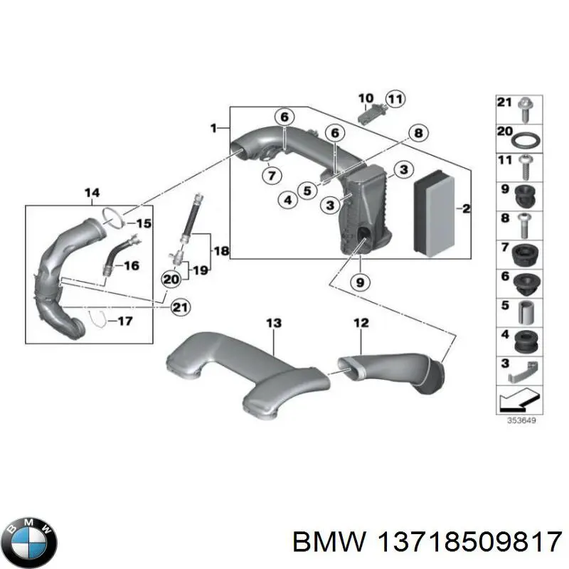 Патрубок витратоміра повітря 13718509817 BMW