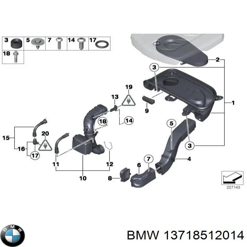 Патрубок витратоміра повітря 13718512014 BMW