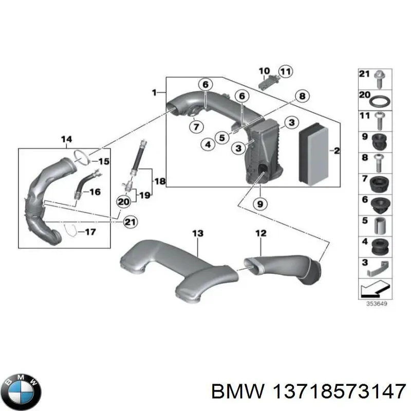 Кронштейн/хомут глушника, задній 13718573147 BMW