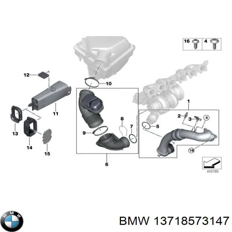 Кронштейн/хомут глушника, задній 13718573147 BMW