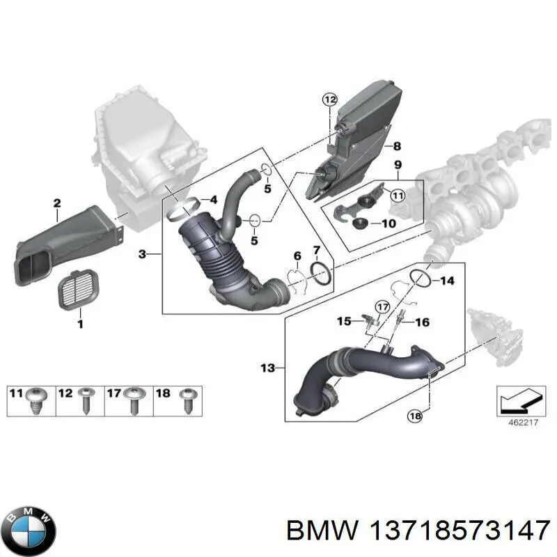 Купити 13718573147 BMW З'єднувальні елементи, система випуску