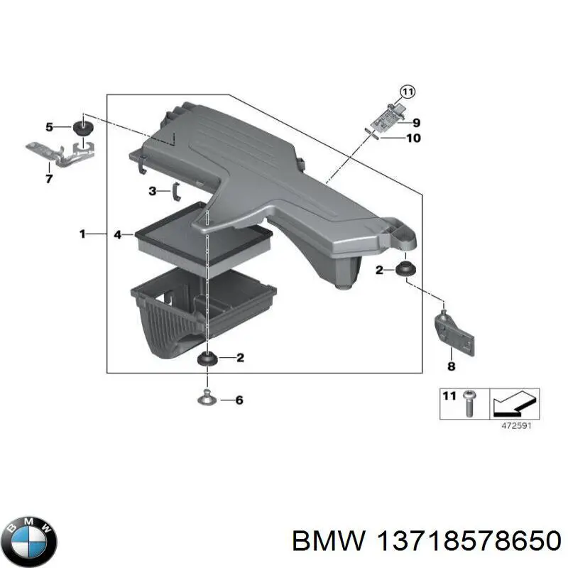 Корпус повітряного фільтра BMW 13718578650 ціна, від 283.66 USD