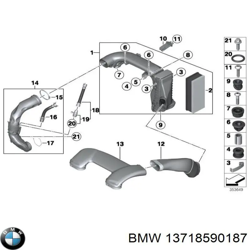 Повітрозабірник повітряного фільтра BMW 13718590187 ціна, від 89.58 USD