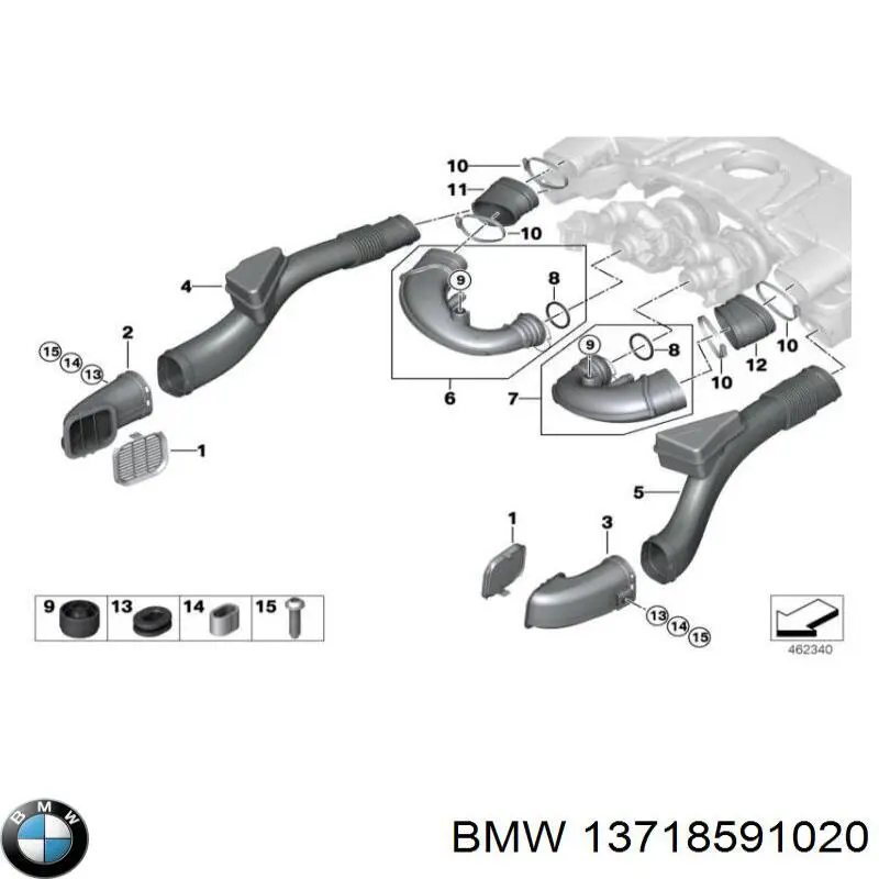 Повітрозабірник повітряного фільтра BMW 13718591020 ціна, від 12.67 USD