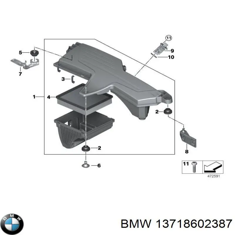 Корпус повітряного фільтра 13718602387 BMW