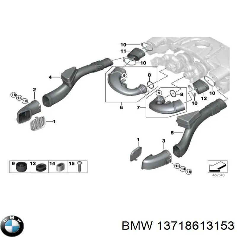13718613153 BMW Патрубок повітряний, вхід в турбіну (наддув)