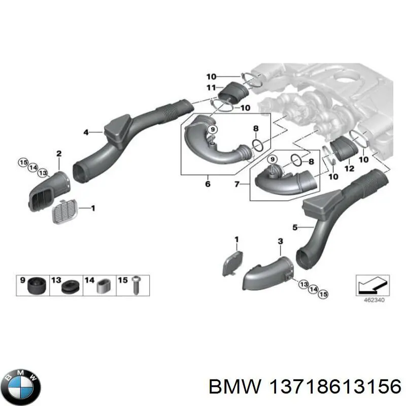 13718613156 BMW Патрубок повітряний, вихід повітряного фільтра