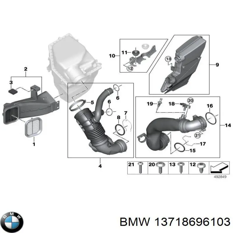 13718696103 BMW Кільце ущільнювача патрубка интеркуллера