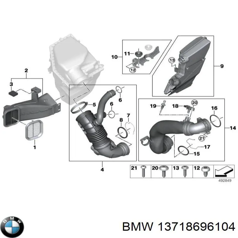 13718696104 BMW Кільце ущільнювача патрубка интеркуллера
