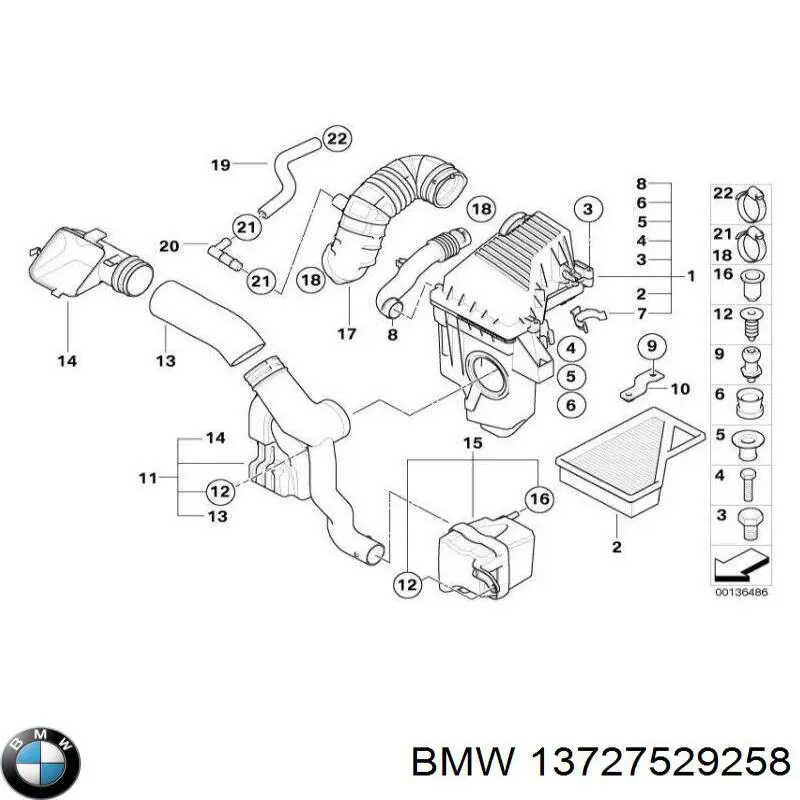 Корпус повітряного фільтра BMW 13727529258 ціна, від 126.66 USD