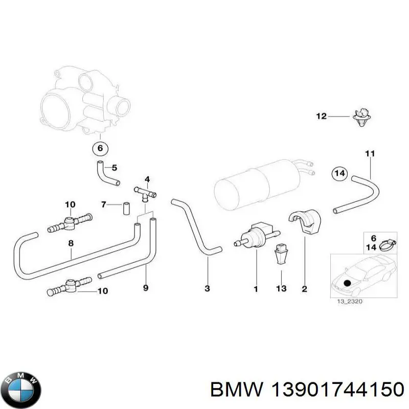 Клапан вентиляції газів паливного бака 13901744150 BMW