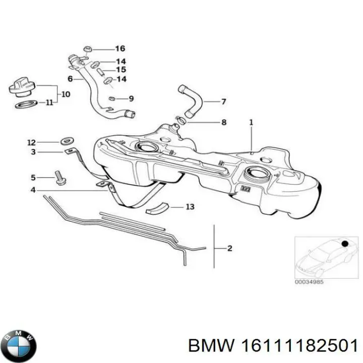 Б/бак BMW 16111182501 ціна, від 13.94 USD