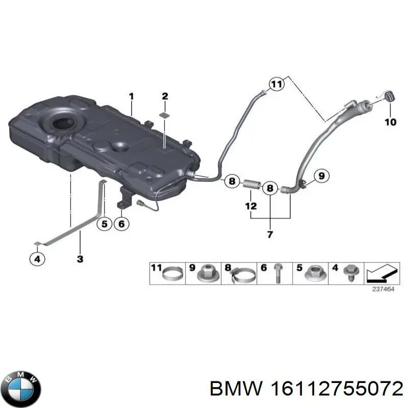 Шланг заливної горловини, паливного бака BMW 16112755072 ціна, від 15.24 USD