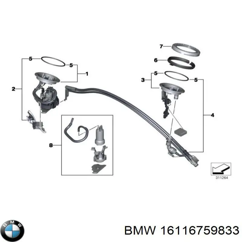 16116759833 BMW Датчик рівня палива в баку, правий