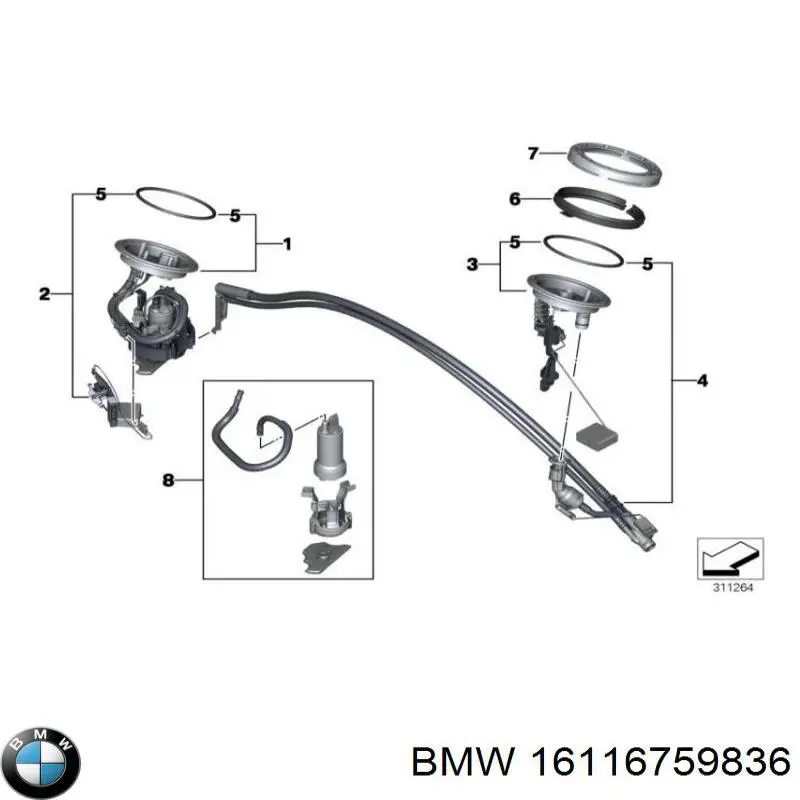 Паливний насос електричний, занурювальний BMW 7 седан (E65, E66, E67) (2001 - 2008) ціна, від 21.54 USD