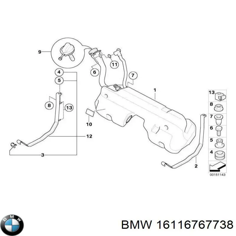 Пробка паливного бака BMW 16116767738 ціна, від 9.06 USD