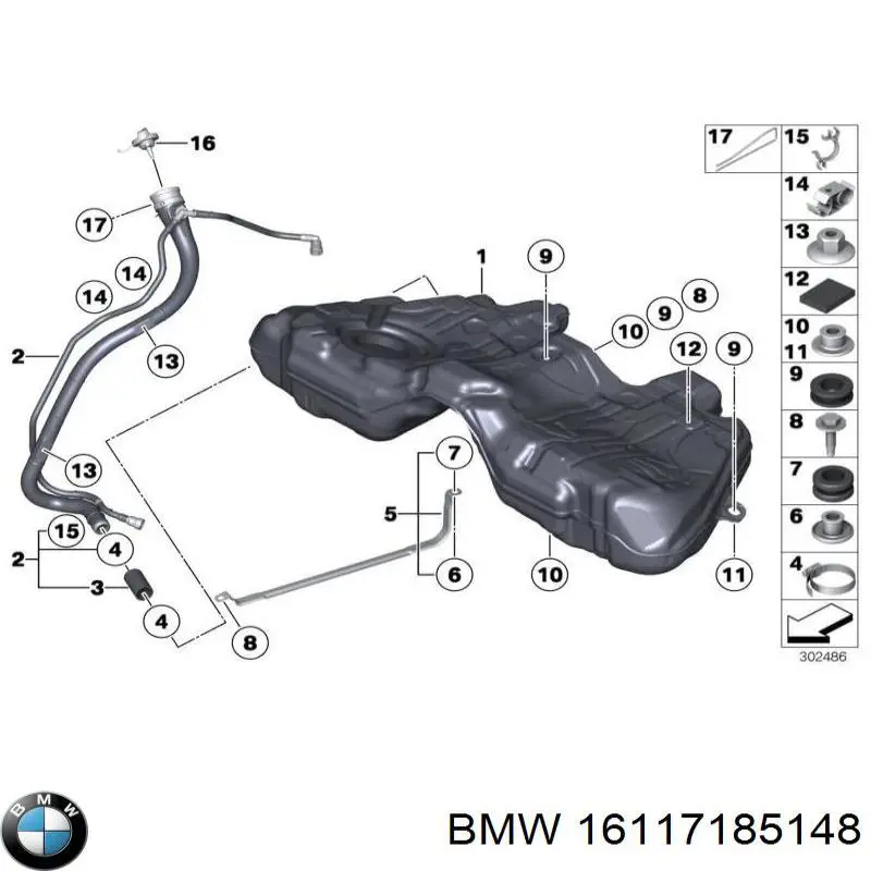 Шланг заливної горловини, паливного бака BMW 16117185148 ціна, від 25.33 USD