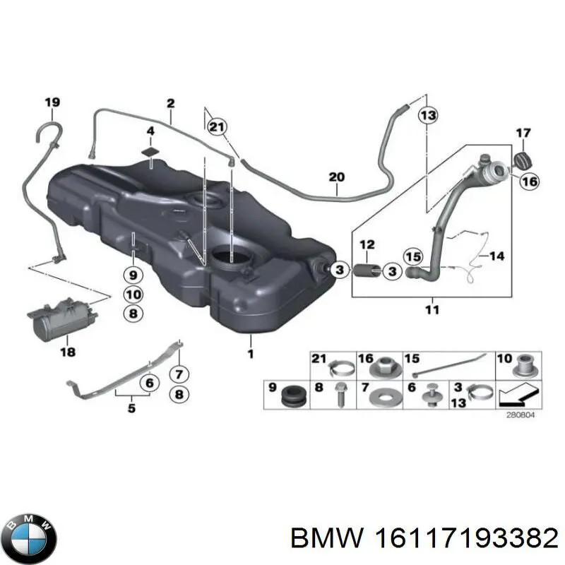 Пробка паливного бака BMW 16117193382 ціна, від 31.04 USD