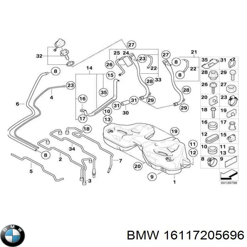 Шланг заливної горловини, паливного бака BMW 16117205699 ціна, від 12.67 USD