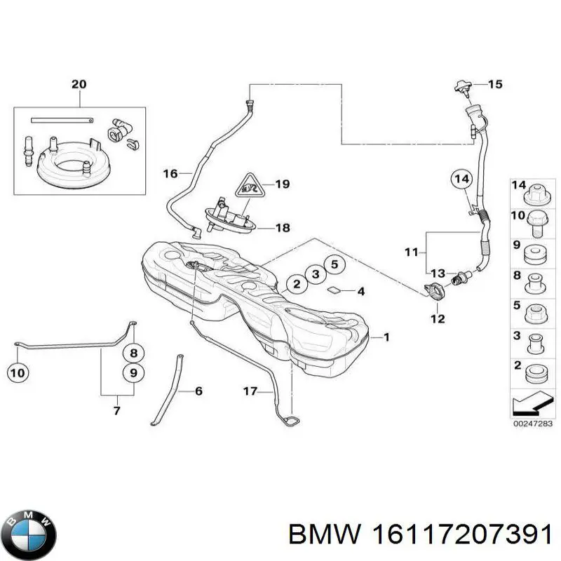 Шланг заливної горловини, паливного бака 16117207391 BMW