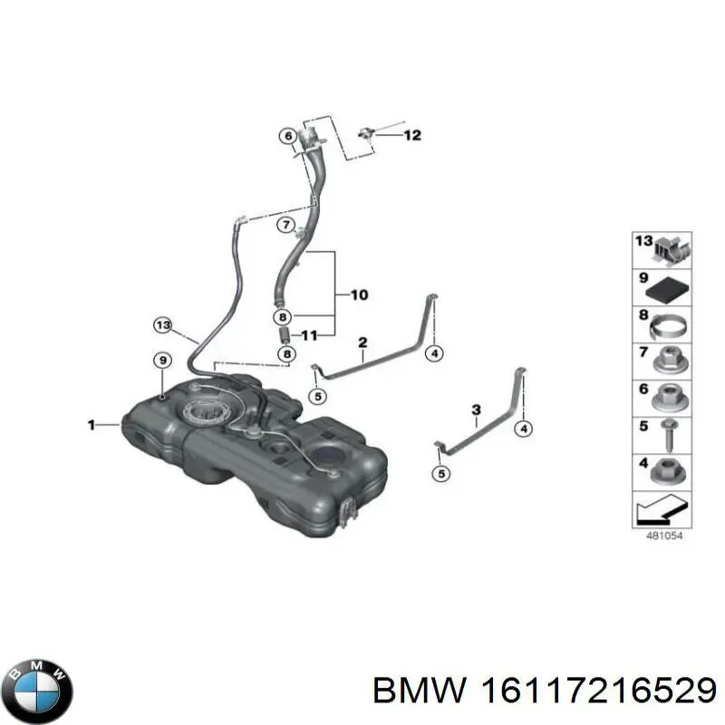 Шланг заливної горловини, паливного бака 16117216528 BMW