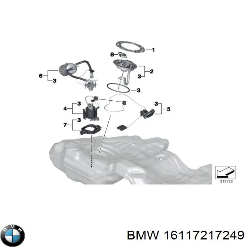 16117217249 BMW Датчик рівня палива в баку, правий