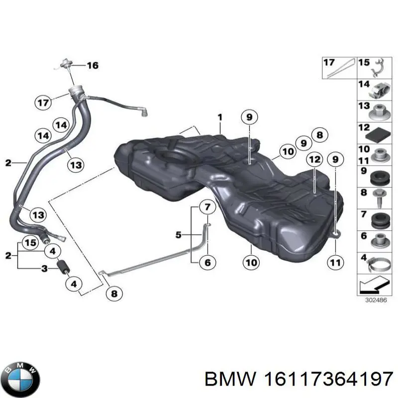 Б/бак BMW 16117364197 ціна, від 50.68 USD