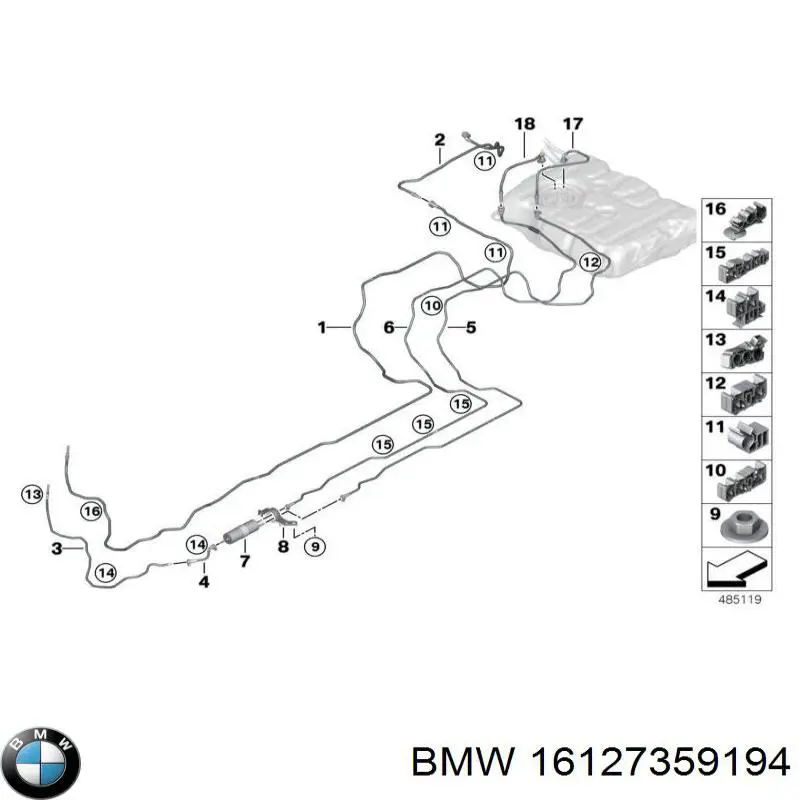 16127359194 BMW пістон (кліп кріплення підкрилки переднього крила)