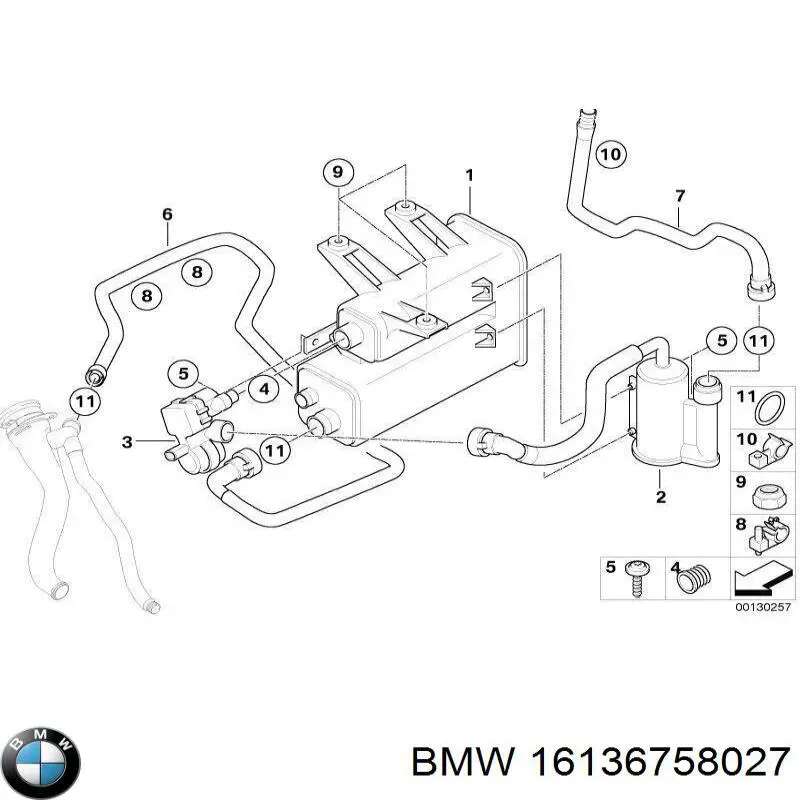 Фільтр-адсорбер паливних парів BMW 16136758027 ціна, від 182.47 USD