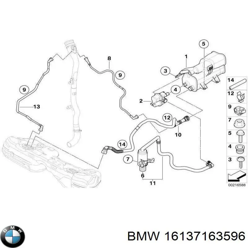 Адсорбер парів палива BMW 16137163596 ціна, від 101.35 USD