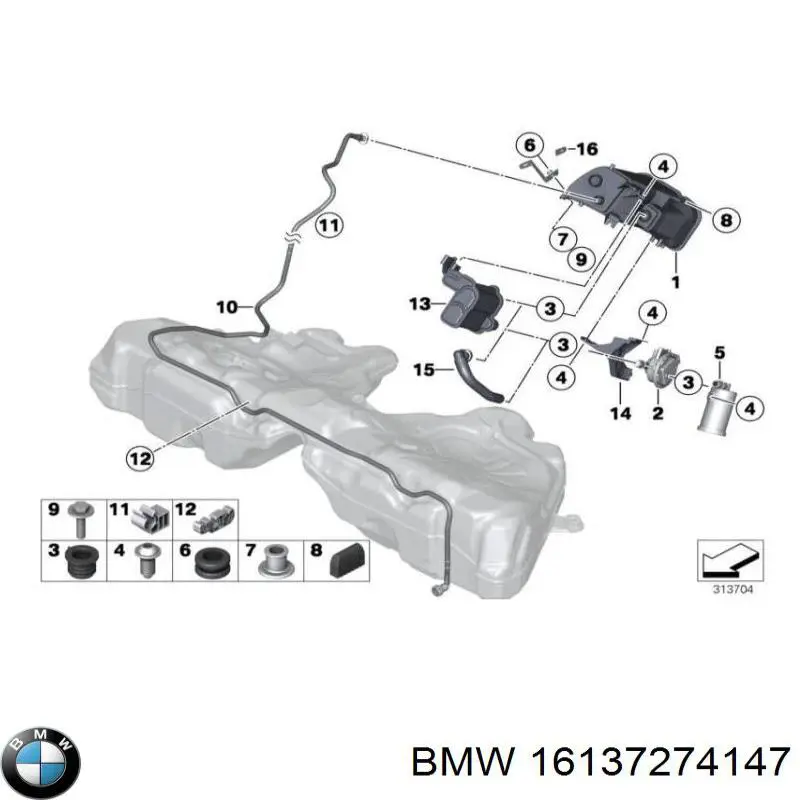 Система управління парами палива на BMW 7 (F01, F02, F03, F04)