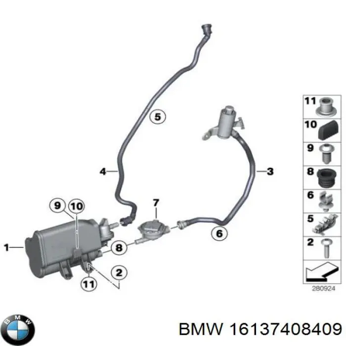 Абсорбер паливних парів BMW 16137408409 ціна, від 12.67 USD