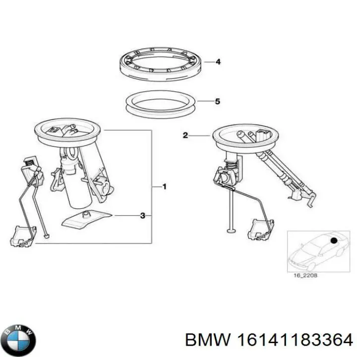 16141182986 BMW датчик рівня палива в баку, лівий