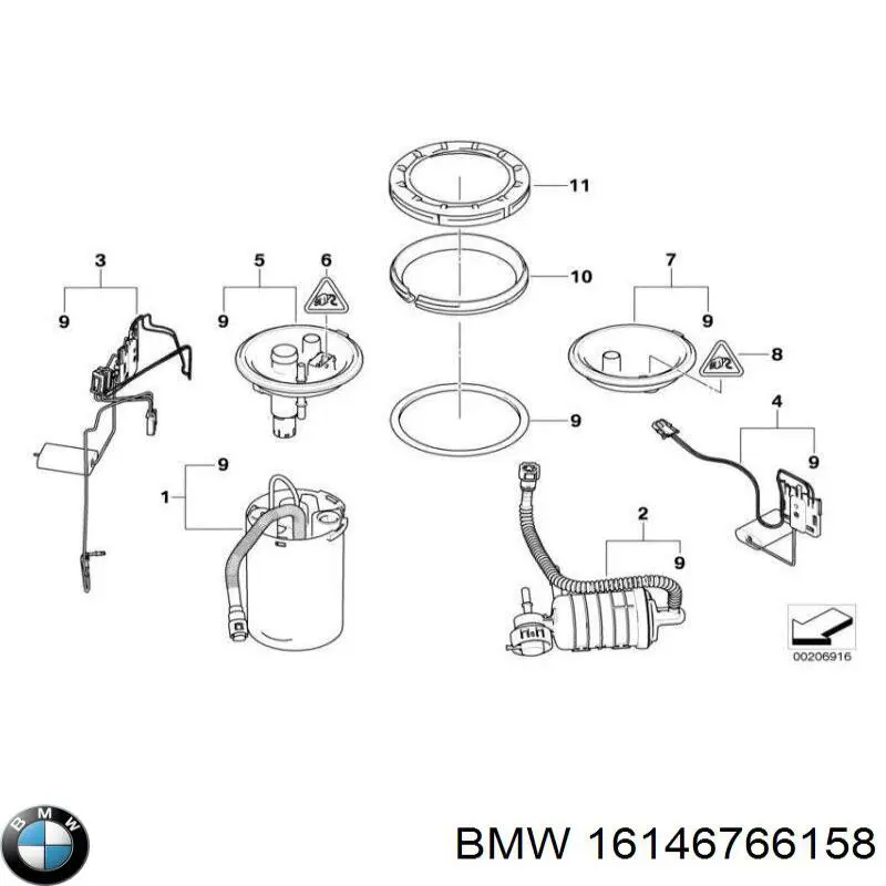 Елемент-турбінка паливного насосу BMW 16146766158