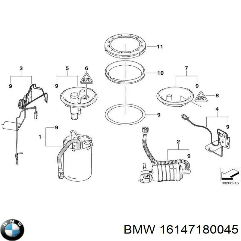 Датчик рівня палива в баку, правий 16147180045 BMW