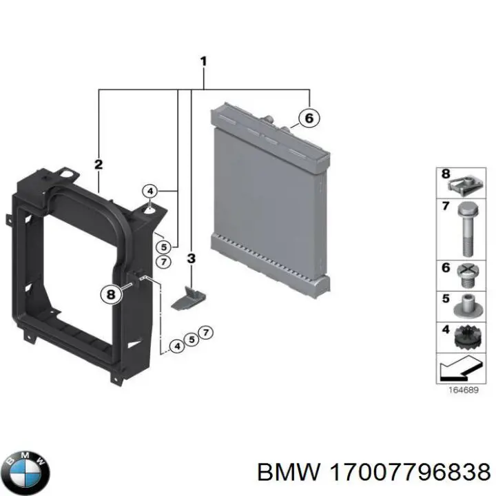 7586544 BMW Радіатор охолодження двигуна, додатковий