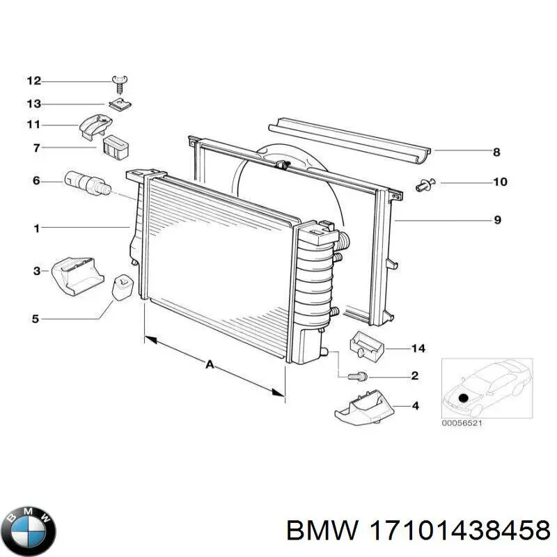 Дифузор (кожух) радіатора охолодження BMW 17101438458 ціна, від 170.84 USD